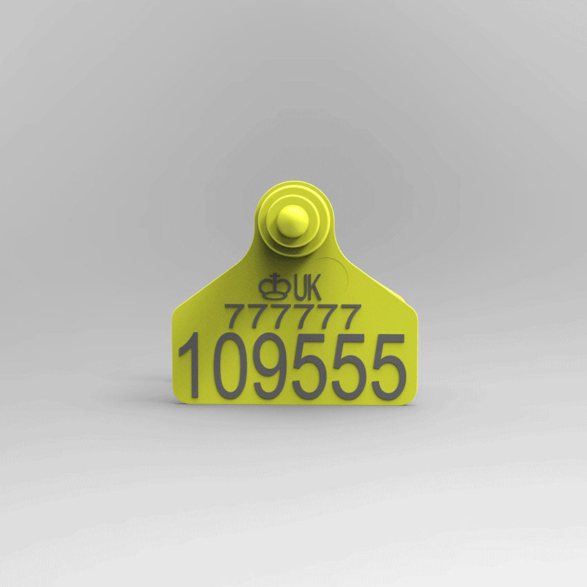 Front profile view of the Lazertag Midi DEFRA Official Cattle Ear Tag